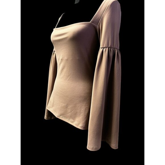 Susana Monaco Bell Long Sleeve Top Women SM Beige chestnut scandi minimalist - Picture 3 of 7